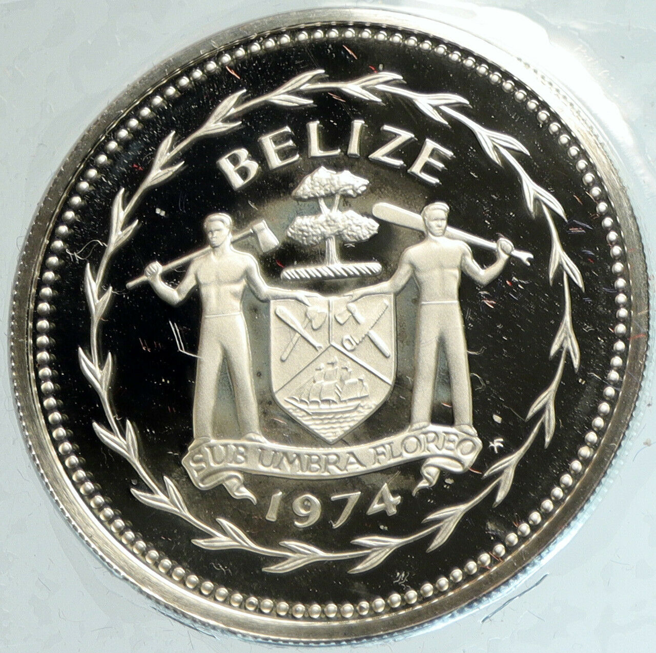 1974 BELIZE Avifauna Toucan BIRD Antique VINTAGE Proof Silver $5 Coin i103109