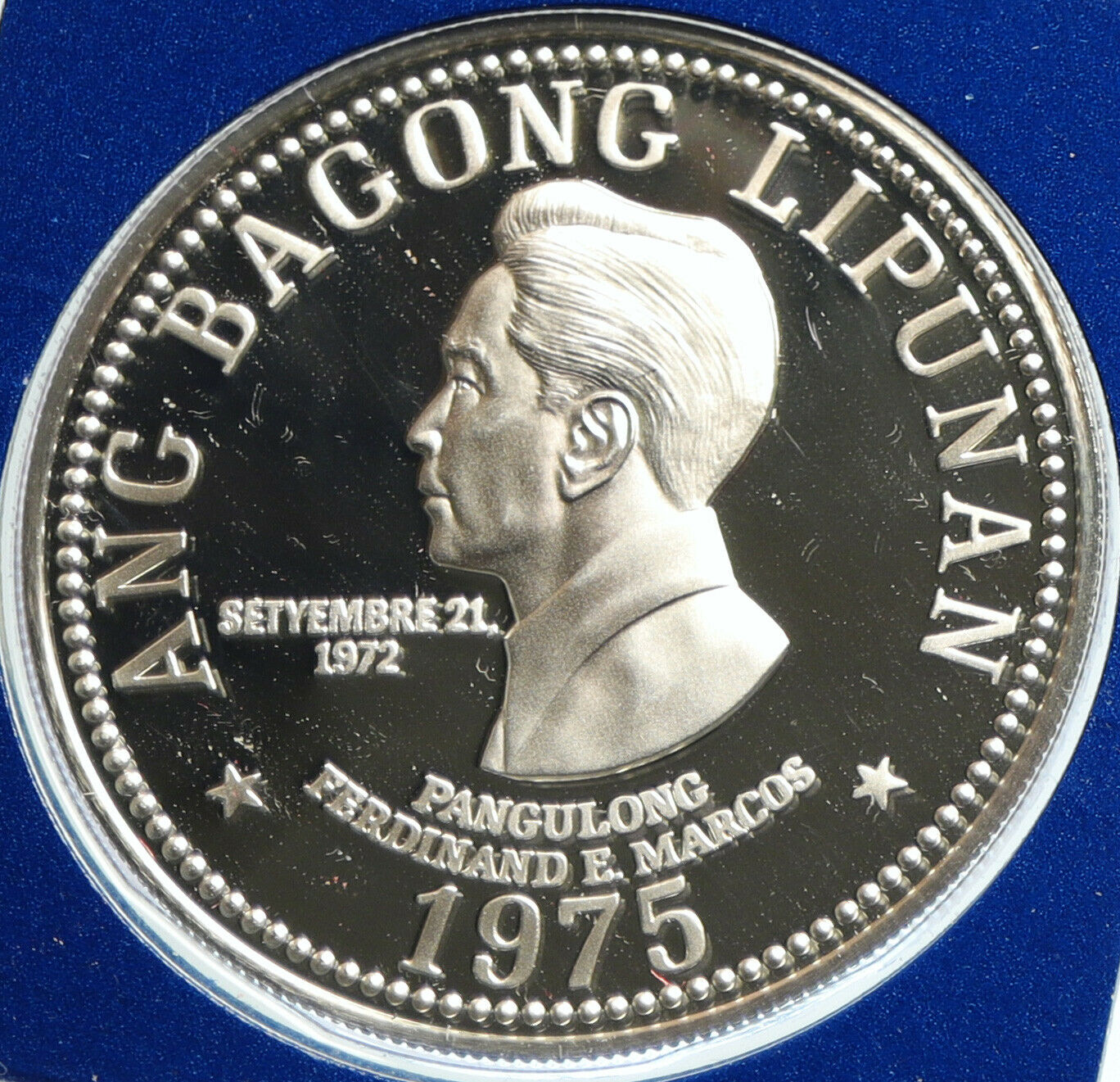 1975 PHILIPPINES New Society MARCOS Lipunan Proof Silver 50 Piso Coin i103100