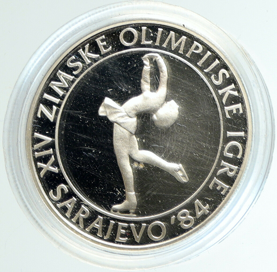 1983 YUGOSLAVIA Sarajevo XIV Olympic Figure Skating PF Silver 100 D Coin i103124