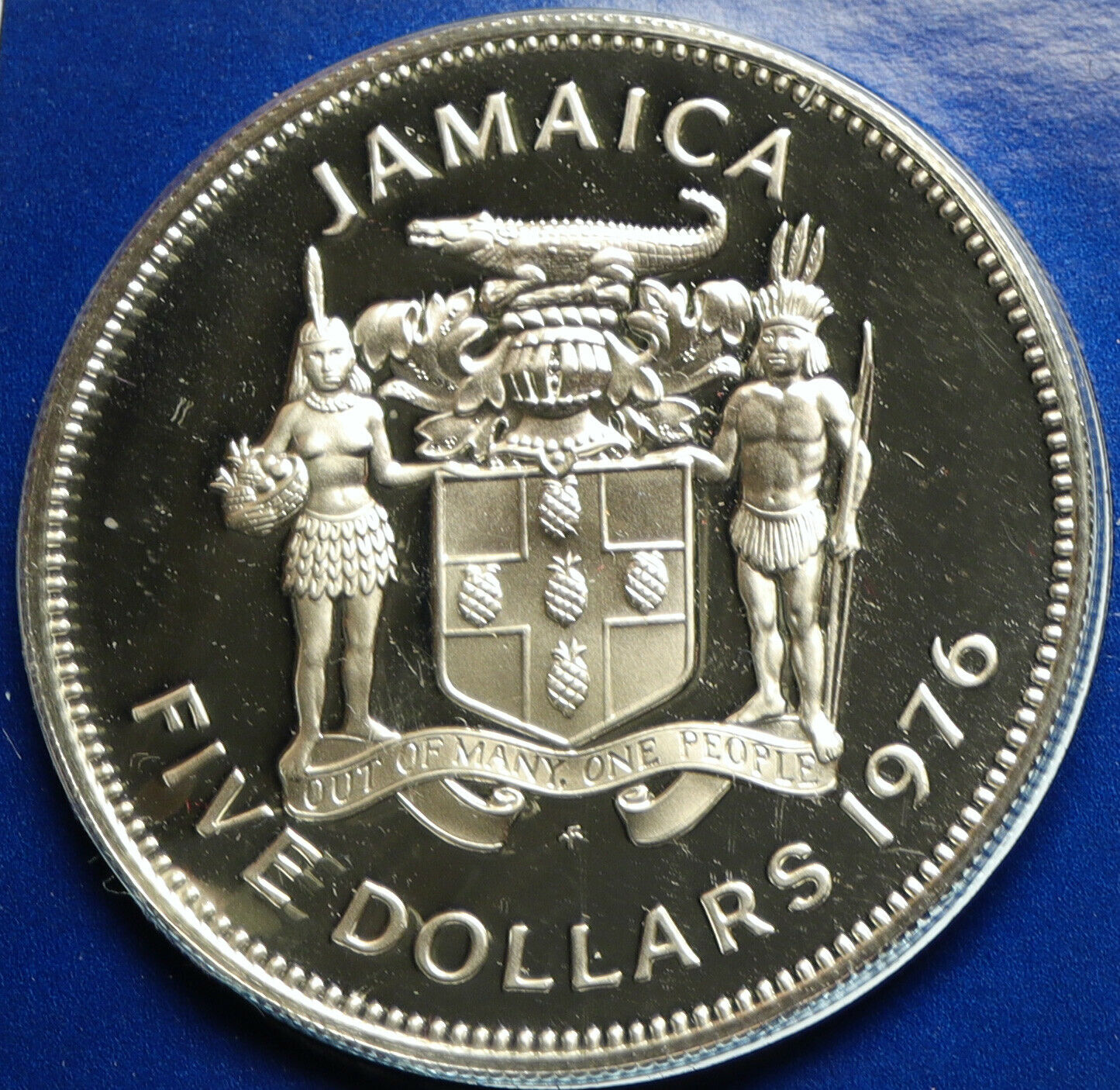 1976 JAMAICA HUGE Premier Norman W Manley OLD Proof Silver 5 Dollar Coin i103102