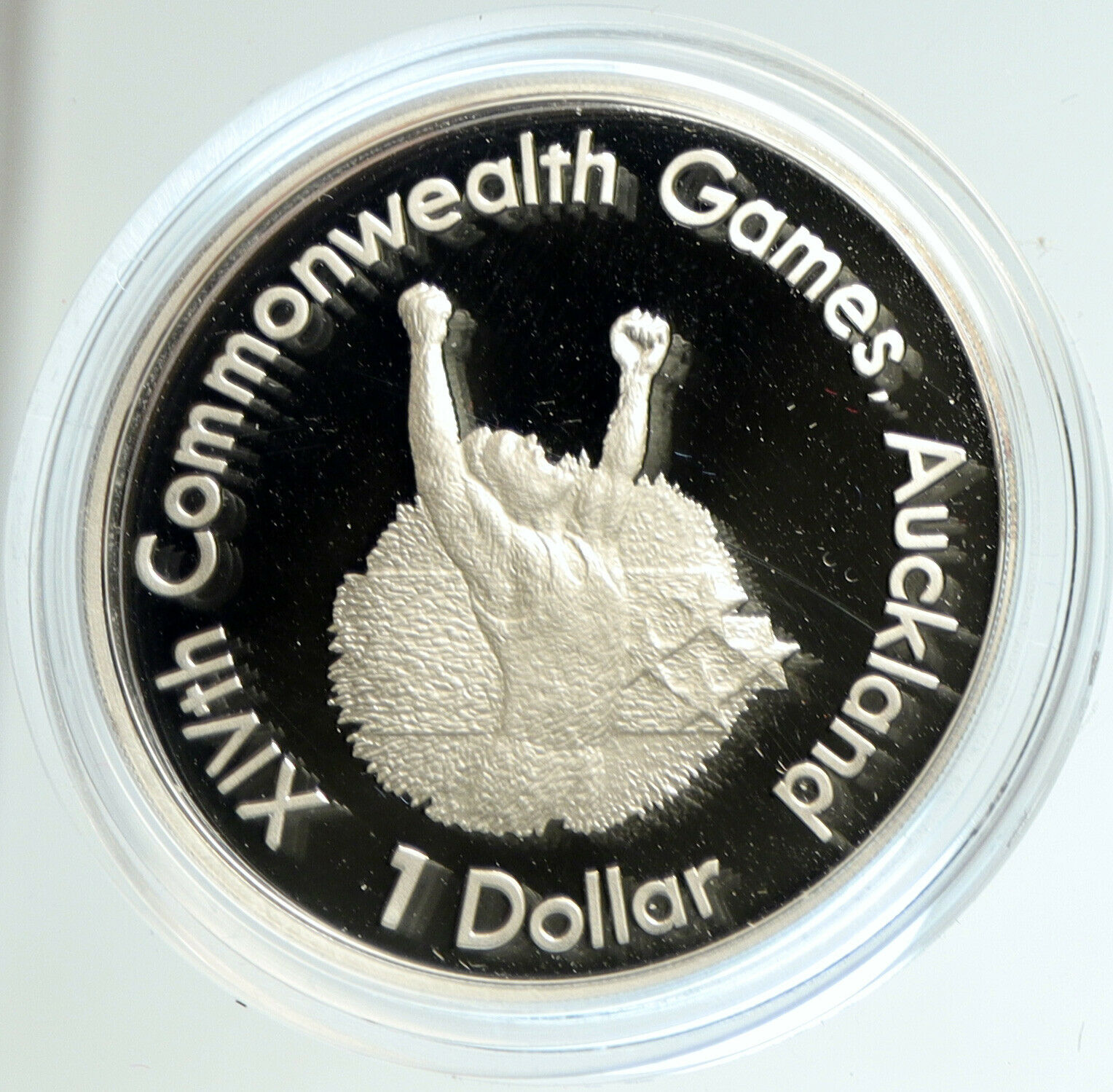 1989 NEW ZEALAND XIV 1990 Commonwealth Games RUNNER Proof Silver $1 Coin i103134