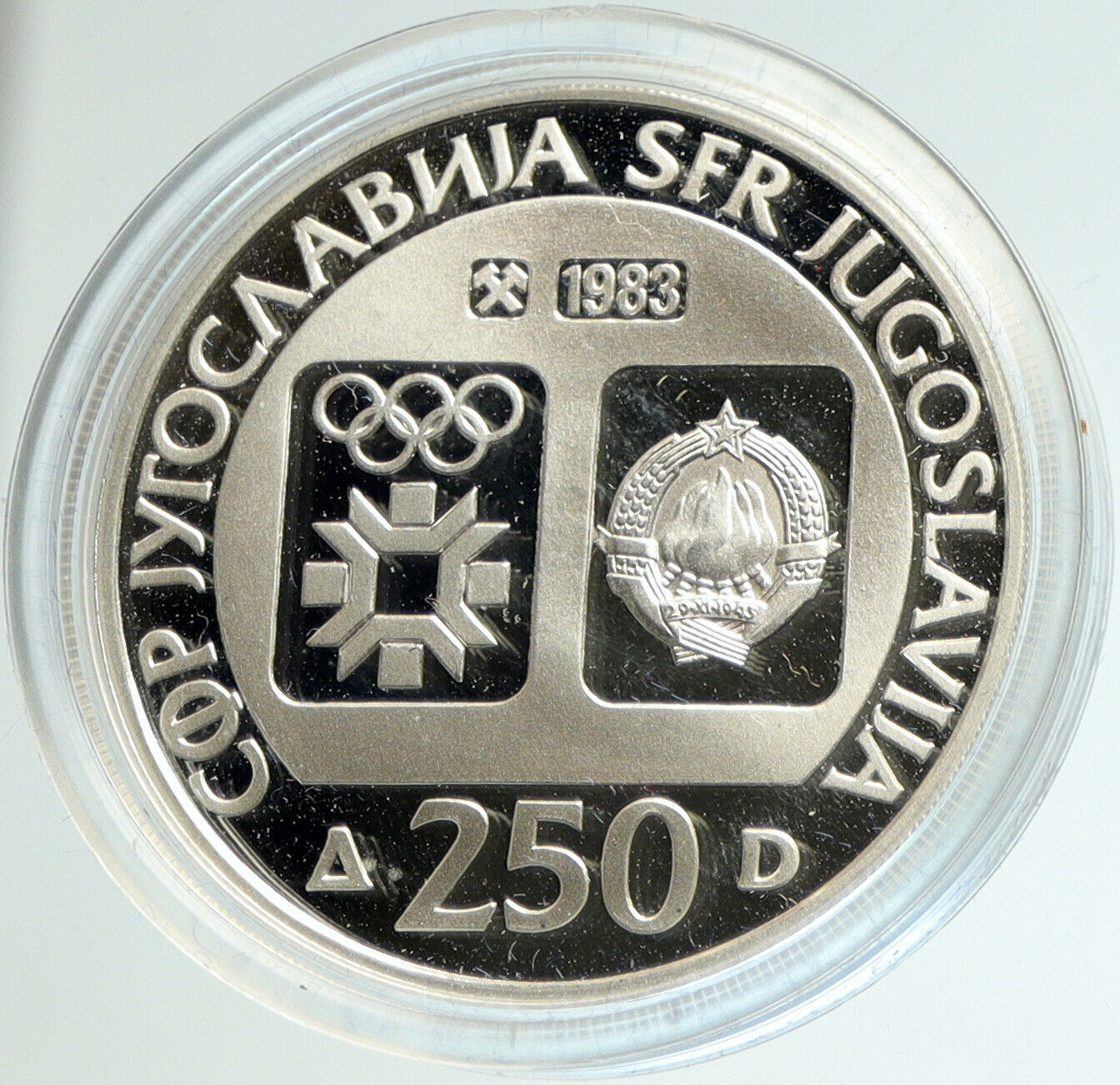 1983 YUGOSLAVIA Olympic Radimlja Tombs SARAJEVO Proof Silver 250 D Coin i103129