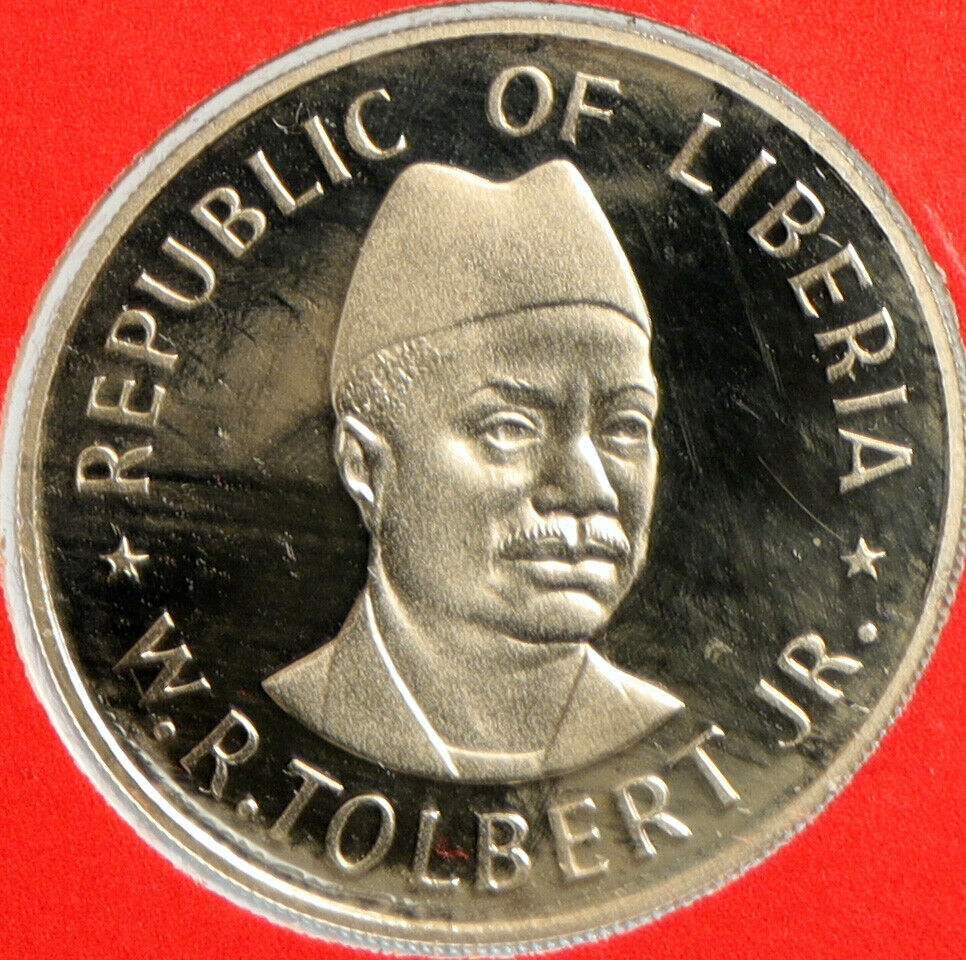 1977 LIBERIA African W. R. TOLBERT JR Vintage OLD Proof 50 Cents Coin i103107