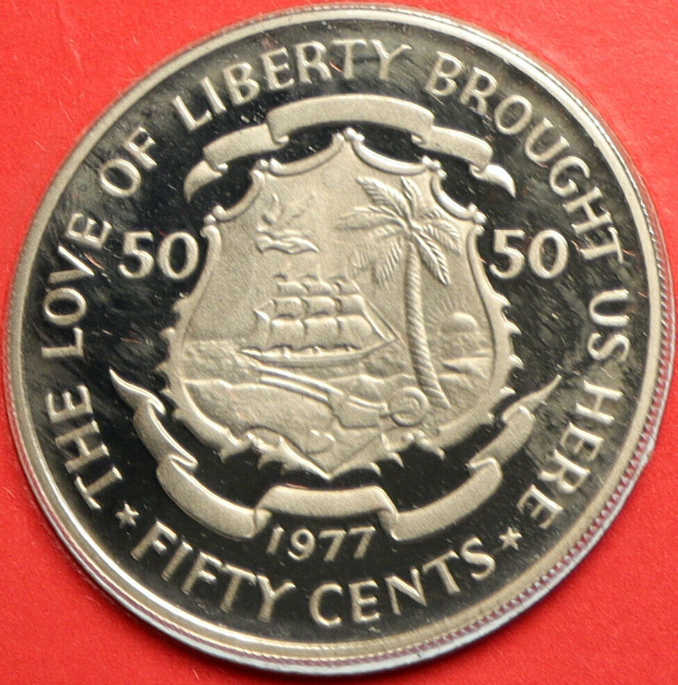 1977 LIBERIA African W. R. TOLBERT JR Vintage OLD Proof 50 Cents Coin i103107