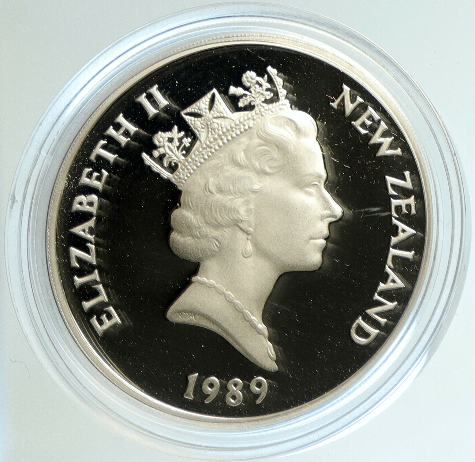 1989 NEW ZEALAND XIV 1990 Commonwealth Game SWIMMER Proof Silver $1 Coin i103140