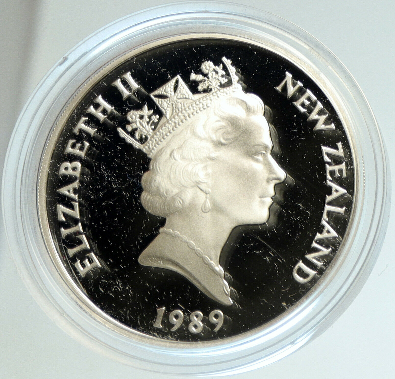 1989 NEW ZEALAND XIV 1990 Commonwealth WEIGHTLIFTING PRF Silver $1 Coin i103137