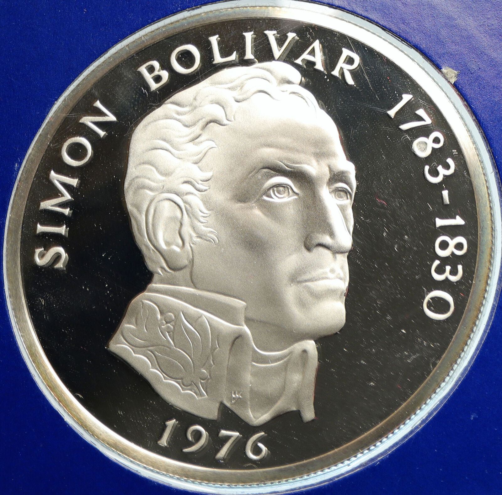 1976 PANAMA Huge Proof Silver 3.8oz 20 Balboas SIMON BOLIVAR Old Medal i103153