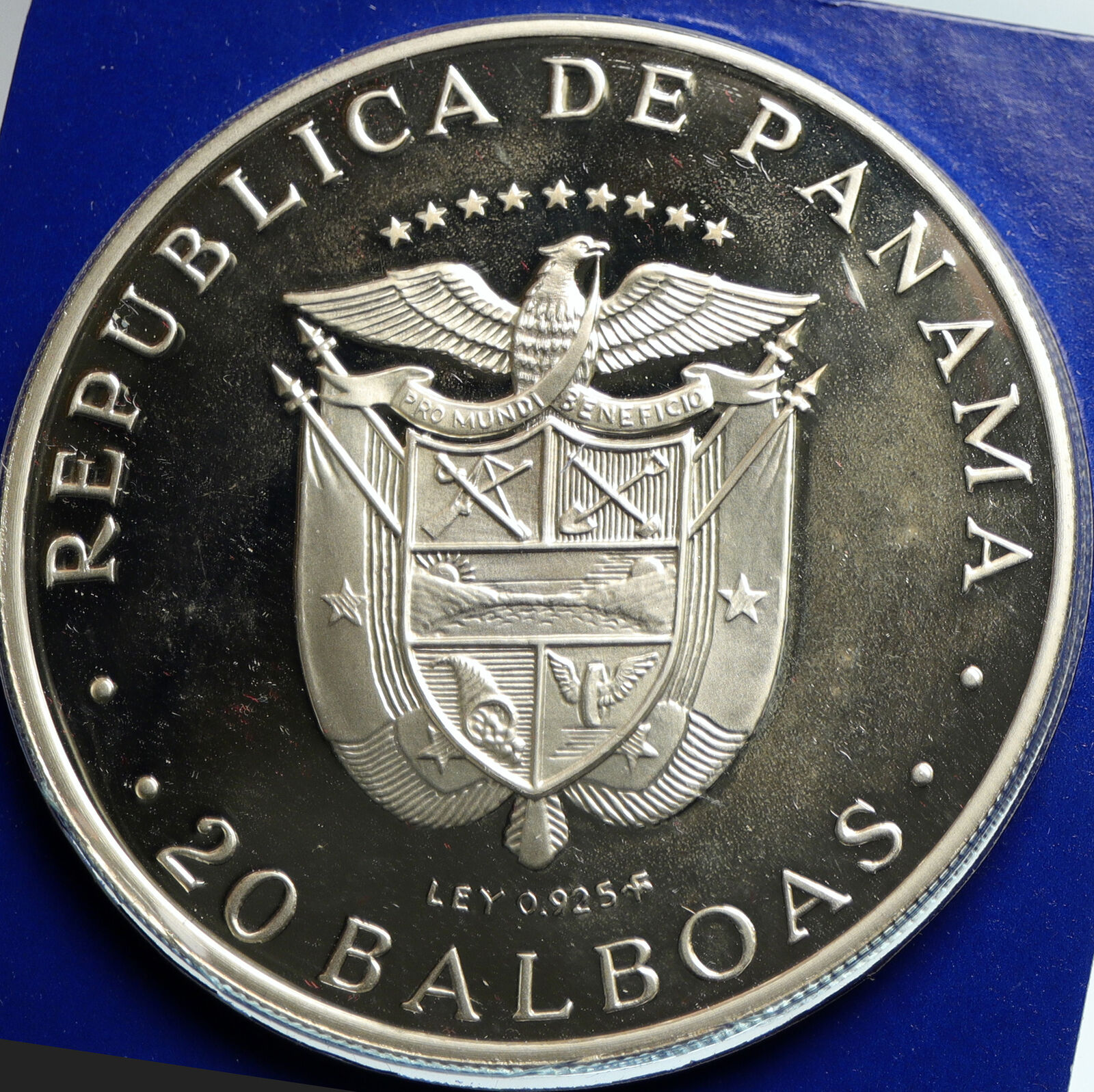 1976 PANAMA Huge Proof Silver 3.8oz 20 Balboas SIMON BOLIVAR Old Medal i103153