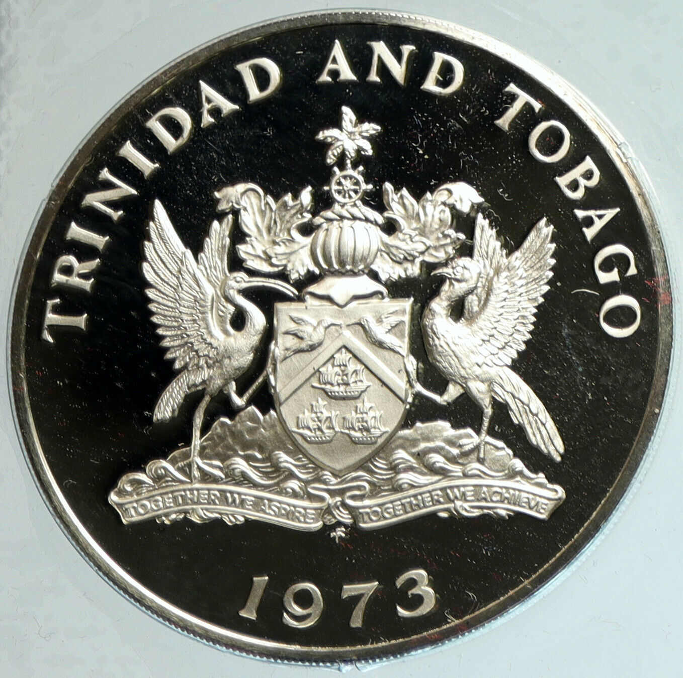 1973 TRINIDAD and TOBAGO Ibis INDEPENDENCE Proof Silver 5 Dollar Coin i103152