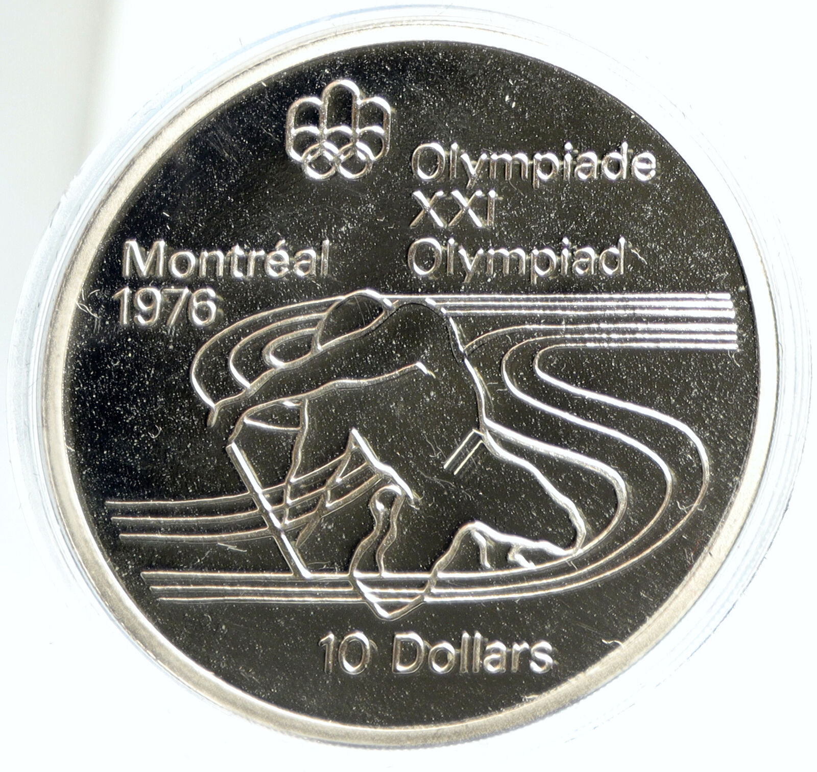 1975 CANADA Elizabeth II Olympics Montreal Paddler PROOF Silver $10 Coin i103051