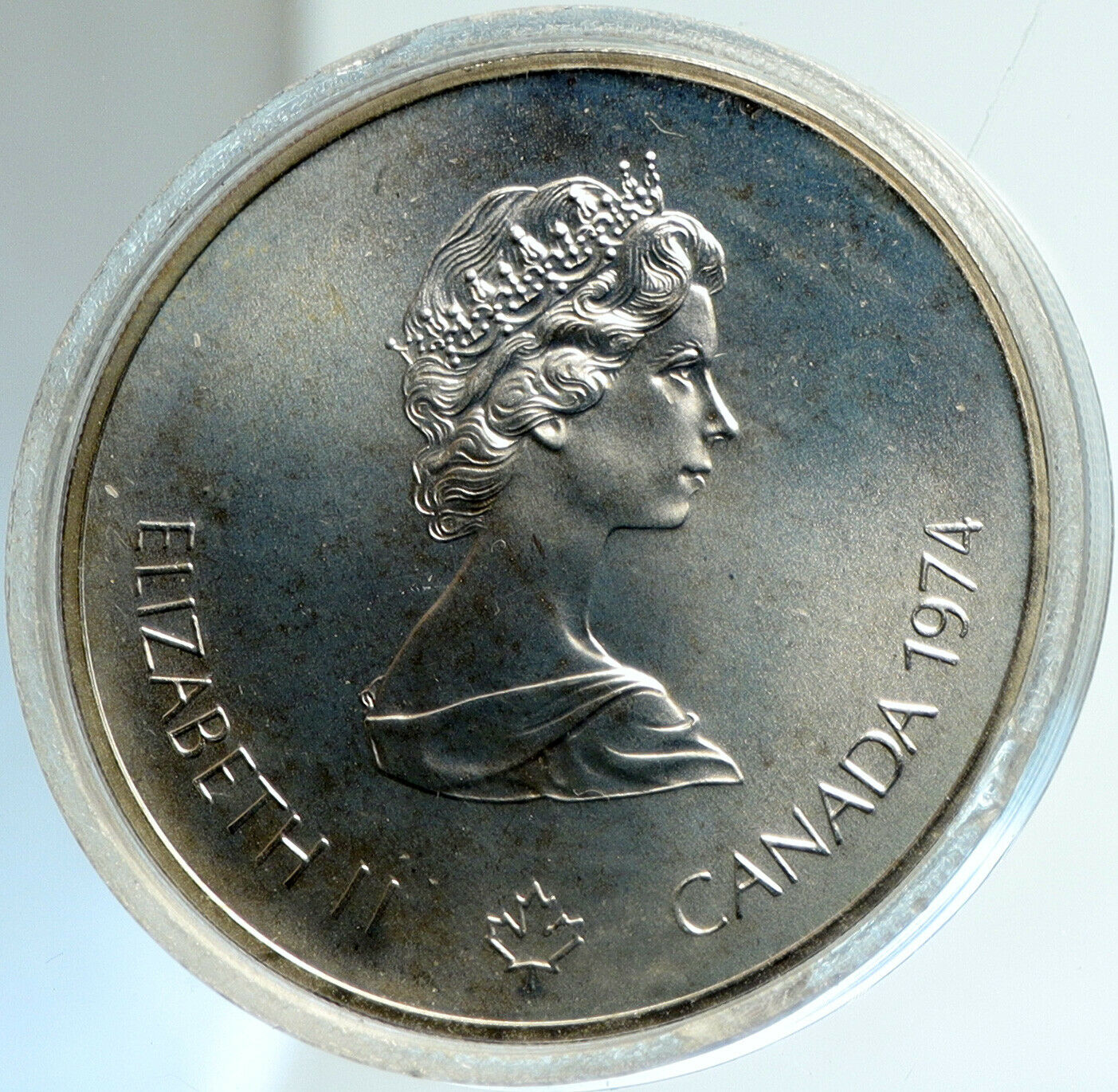 1974 CANADA UK Elizabeth II Olympics Montreal TORCH Proof Silver $5 Coin i103041