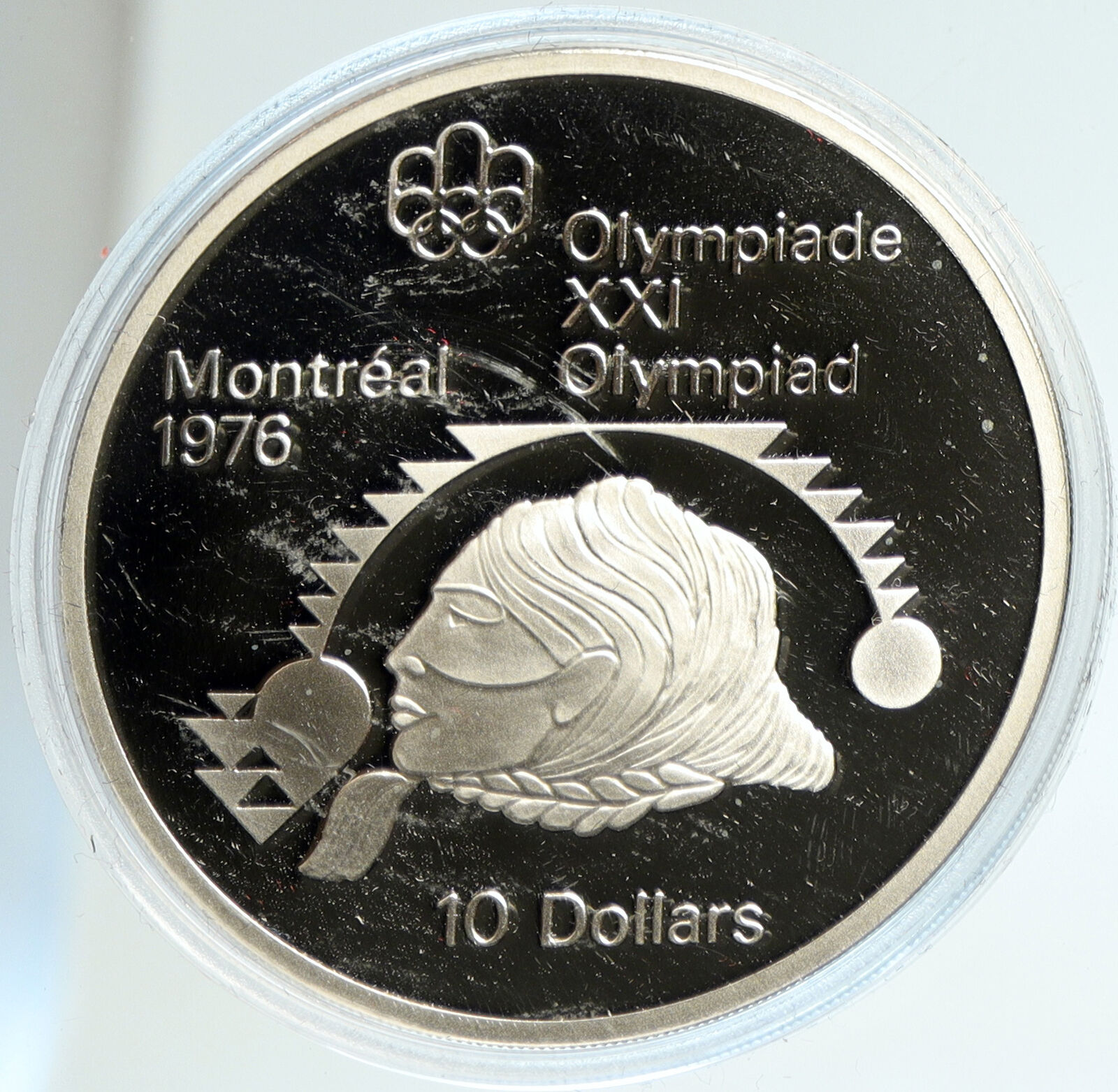 1975 CANADA Elizabeth II Olympic Montreal SHOT PUT Proof Silver $10 Coin i103055