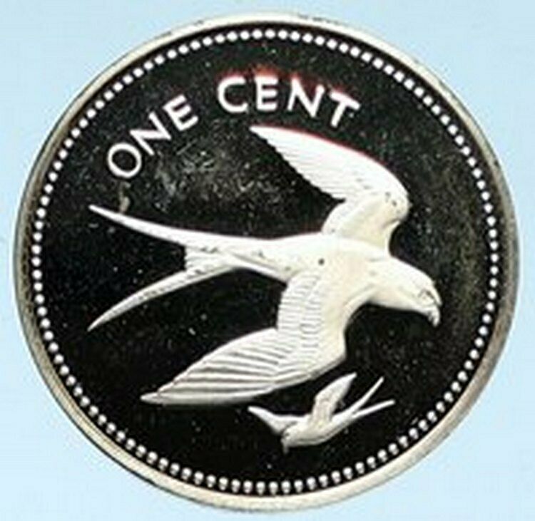 1974 BELIZE Avifauna FORK TAILED FLYCATCHER BIRDS Proof Silver Cent Coin i102802