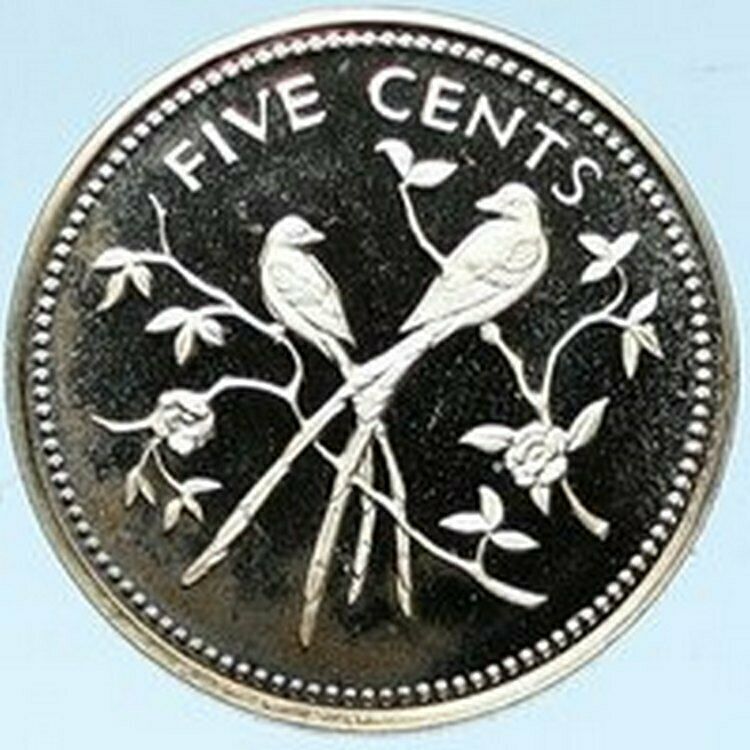 1974 BELIZE Avifauna FORK TAILED FLYCATCHER BIRD Proof Silver 5Cent Coin i102803