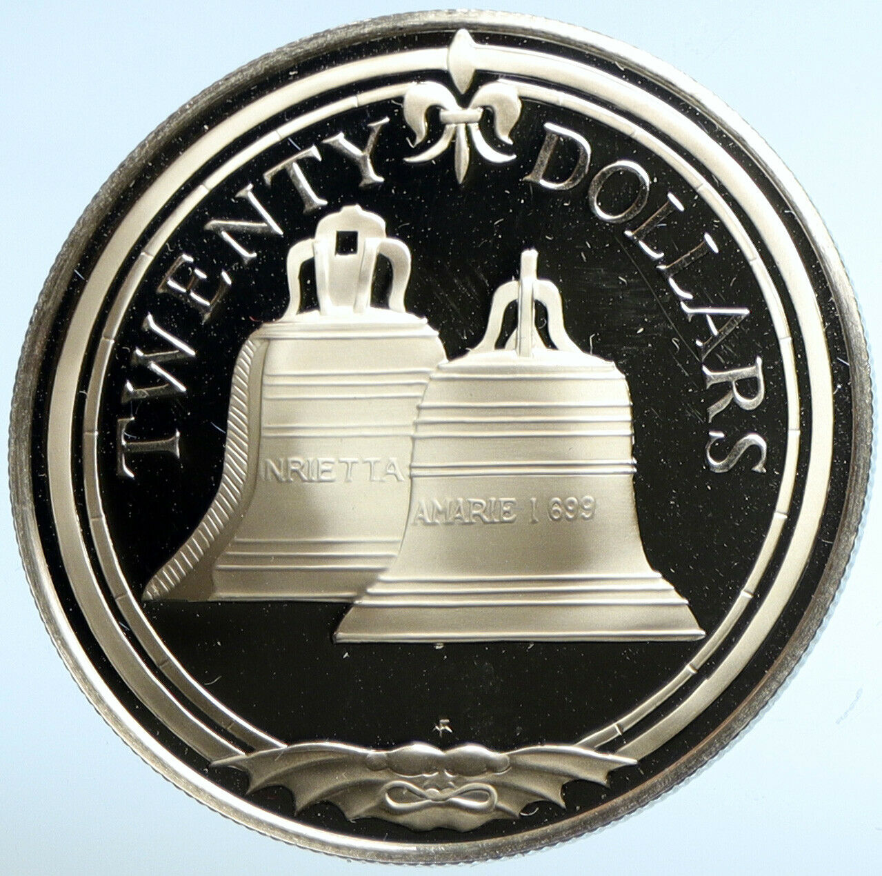 1985 British Virgin Islands TREASURES Bells Old Proof Silver $20 Coin i102990