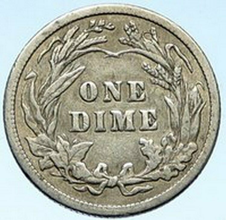 1914 P UNITED STATES US Silver LIBERTY Barber Vintage ANTIQUE DIME Coin i102795