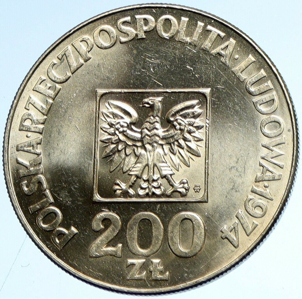 1974 Poland ANNIVERSARY Polish Peoples Republic Old Silver 200 Zl Coin i102891