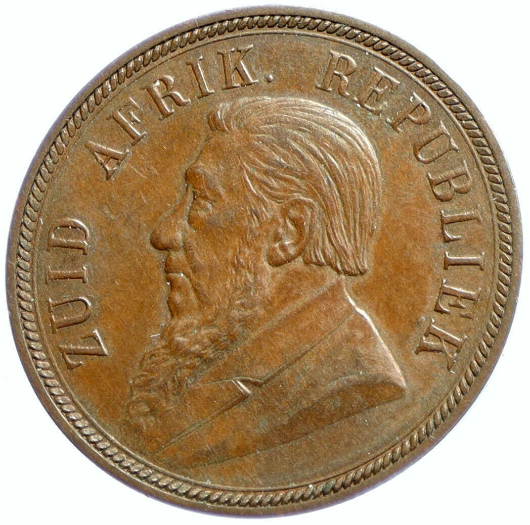 1898 SOUTH AFRICA President Johannes Kruger Genuine Antique Penny Coin i102907