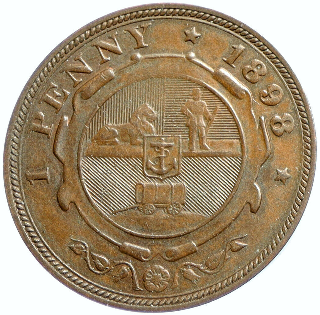 1898 SOUTH AFRICA President Johannes Kruger Genuine Antique Penny Coin i102907