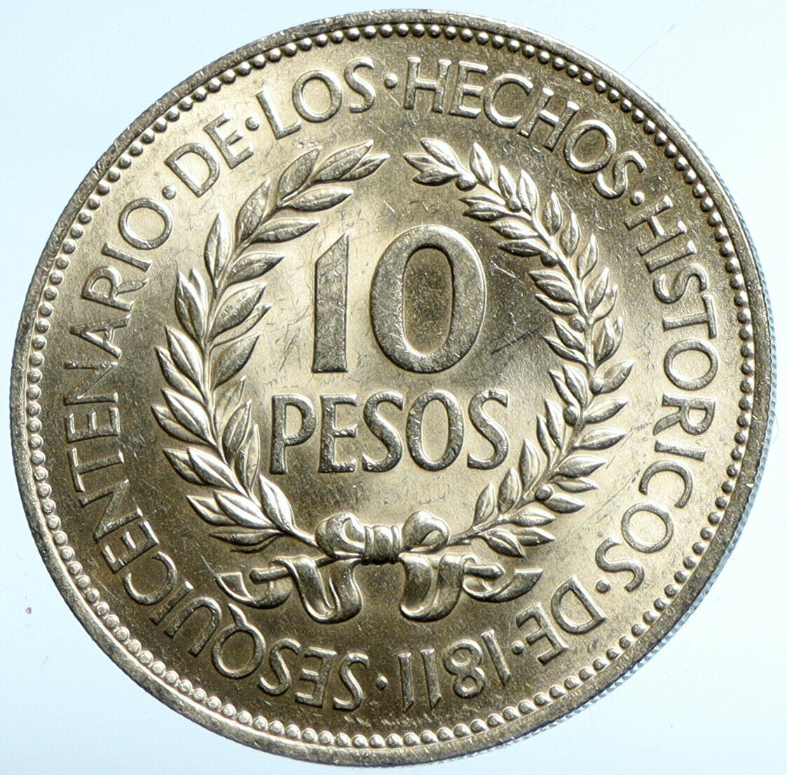 1961 URUGUAY w El Caucho Hero Against Spain ANTIQUE Silver 10 Pesos Coin i102930