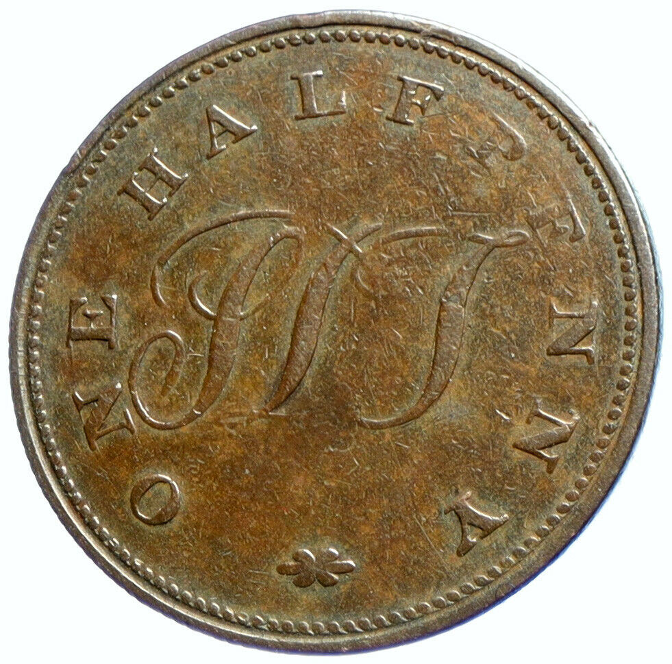 1821 SAINT HELENA UK British SOLOMON DICKSON TAYLOR 1/2 Half Penny Coin i102921