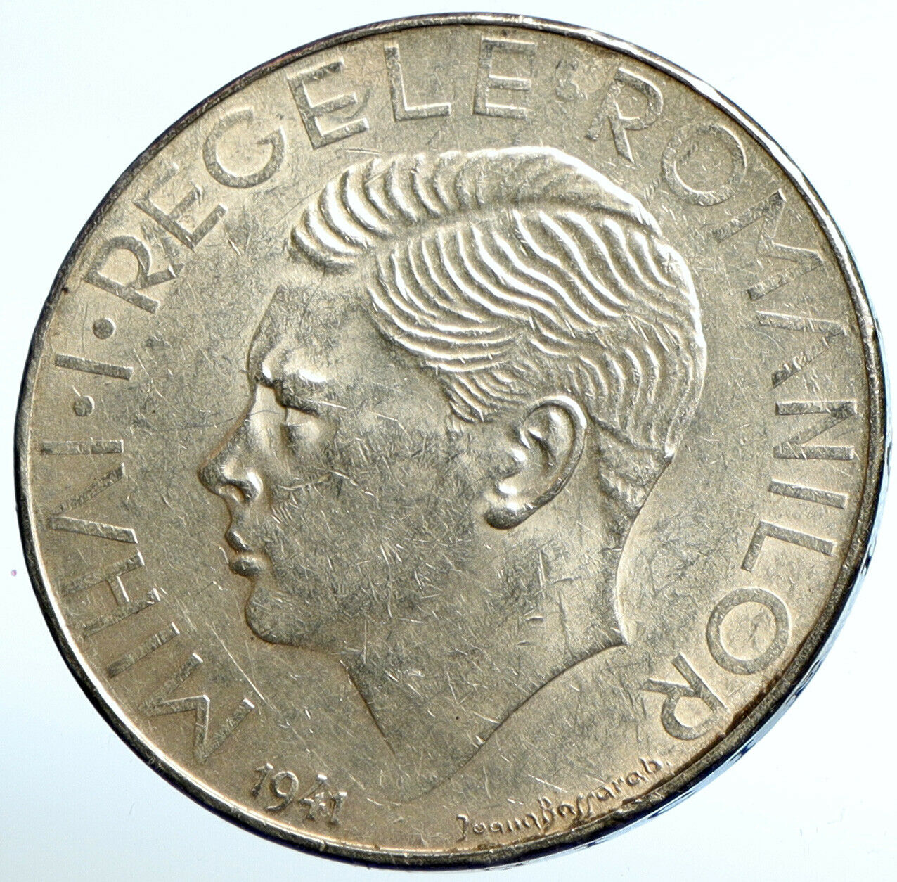 1941 ROMANIA Michael I Antique VINTAGE OLD Silver 500 LEI Romanian Coin i102924