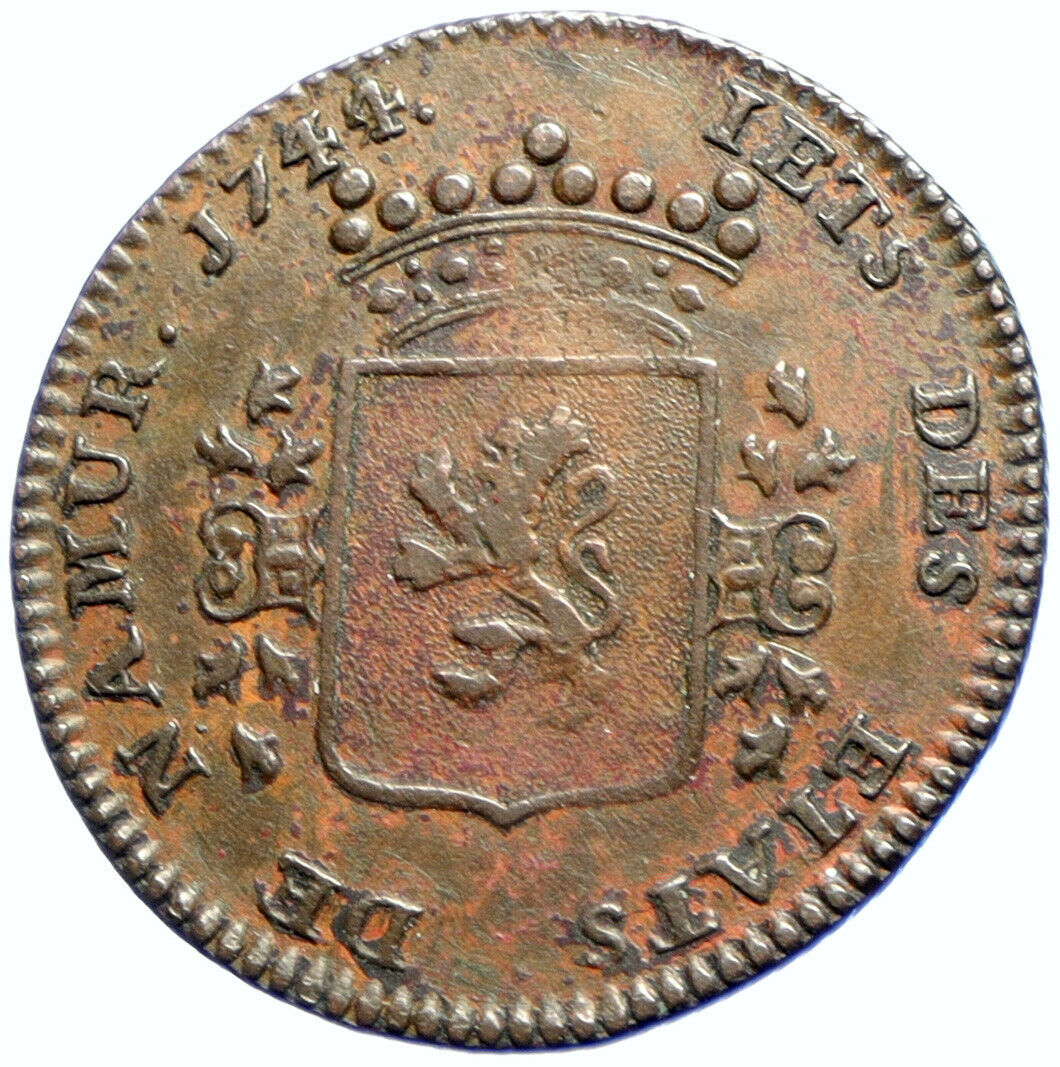 1744 BELGIUM Maria Theresia STATES of NAMUR ANTIQUE Jeton Token Medal i102899