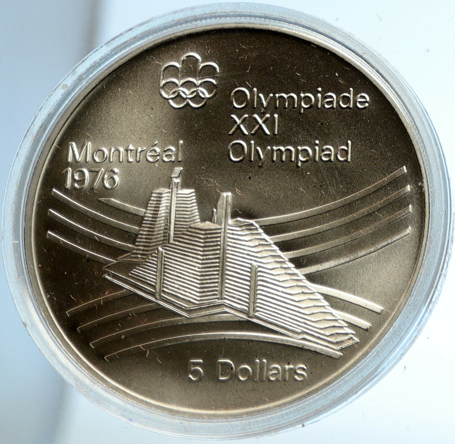 1976 CANADA UK Elizabeth II Olympics Montreal Village BU Silver $5 Coin i103777