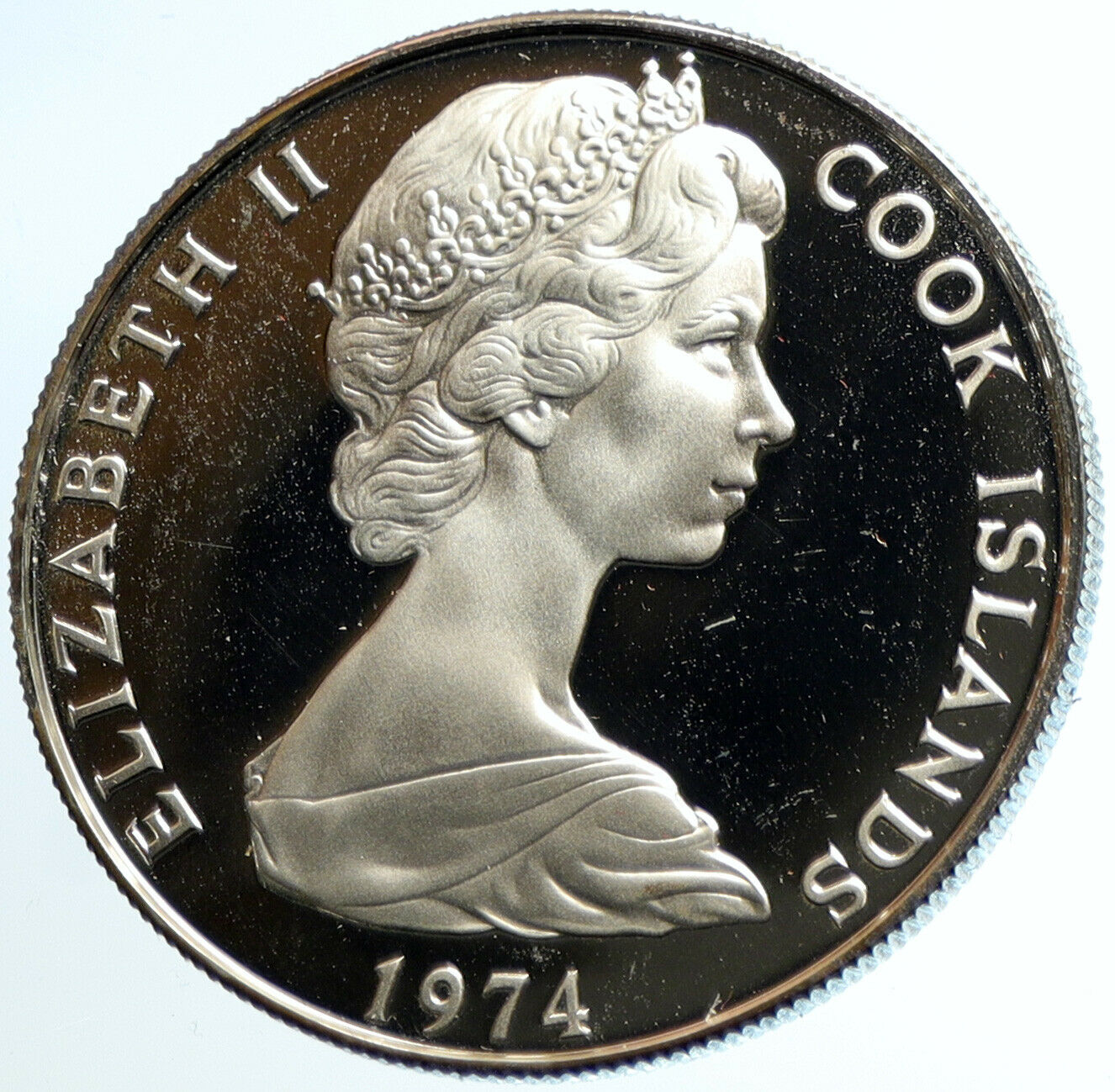 1974 COOK ISLANDS Elizabeth II James Cook PROOF Silver 2 1/2 Dollar Coin i103921