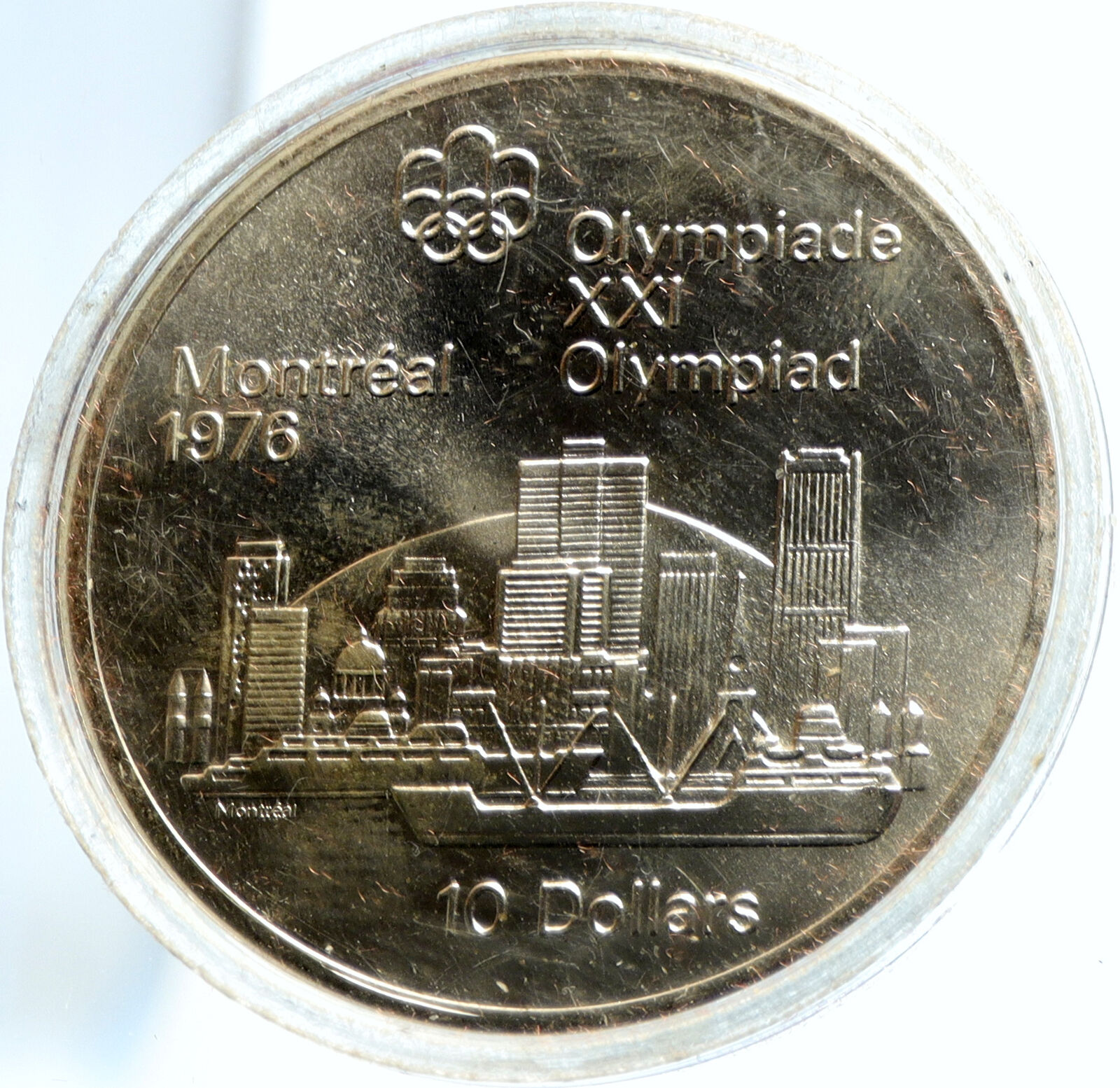 1973 CANADA Elizabeth II Olympics Montreal City Old BU Silver $10 Coin i103776