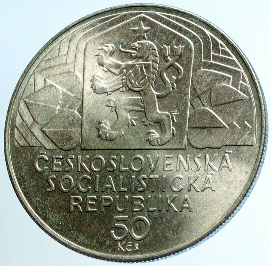 1979 CZECHOSLOVAKIA Czech Communist Party Congress Silver 50 Korun Coin i103923