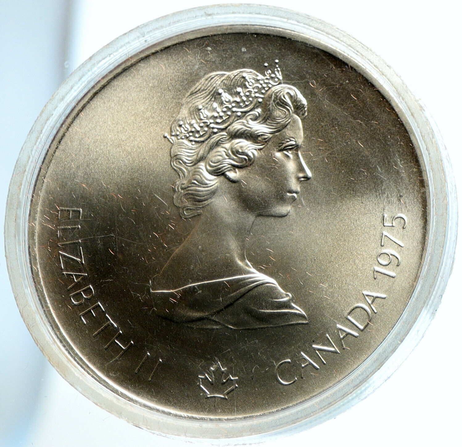 1975 CANADA UK Elizabeth II Olympics Montreal Diving BU Silver $5 Coin i103779