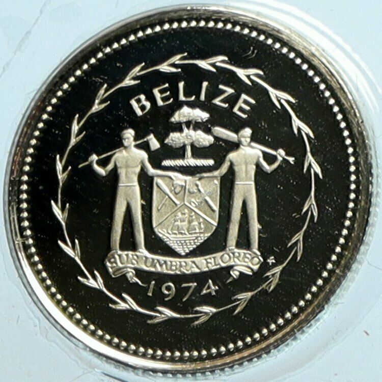 1974 BELIZE Avifauna Long-tailed HERMIT BIRD Proof Silver 10 Cents Coin i104145