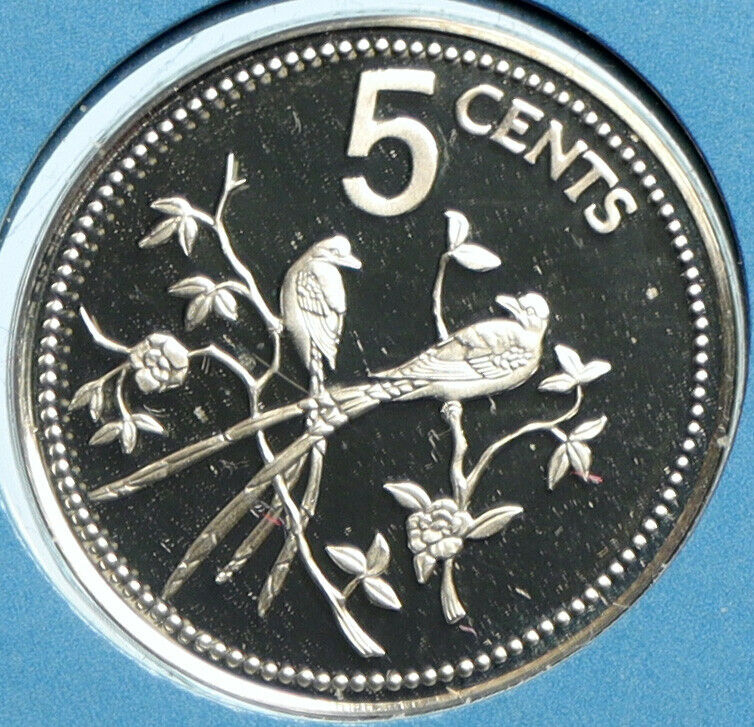 1975 BELIZE Avifauna FORK TAILED FLYCATCHER BIRD Proof Silver 5Cent Coin i104113