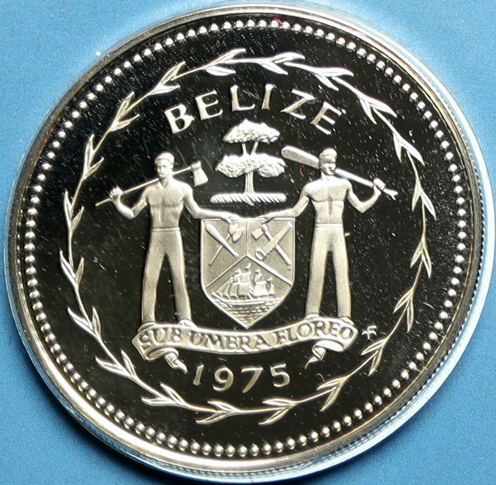 1975 BELIZE Avifauna FRIGATE BIRDS Old VINTAGE Proof Silver 50 Cent Coin i104110