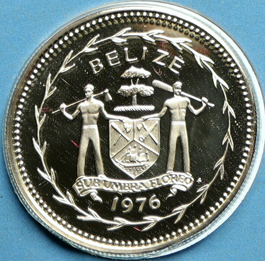 1976 BELIZE Avifauna FRIGATE BIRD Genuine OLD Proof Silver 25 Cents Coin i104118