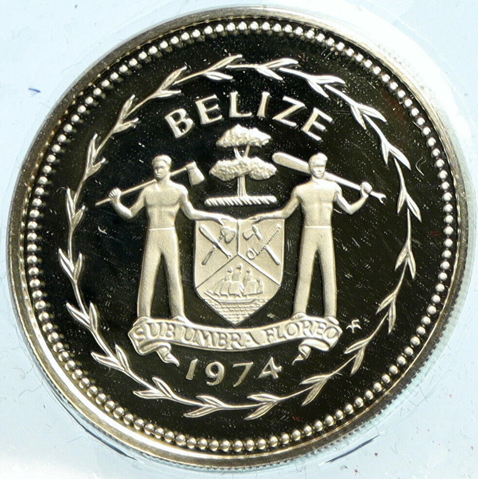 1974 BELIZE Avifauna FRIGATE BIRDS VINTAGE Proof Silver 50 Cents Coin i104143