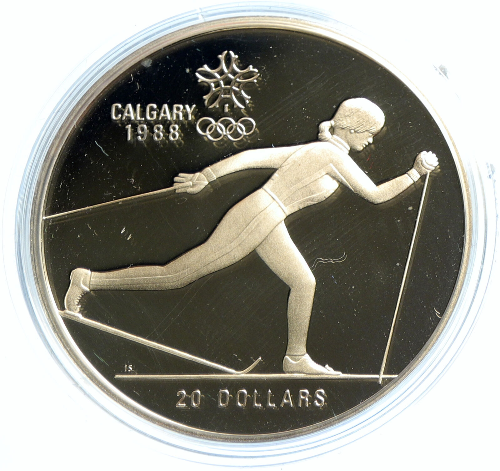 1986 CANADA 1988 CALGARY OLYMPICS CrossC Skiing Proof Silver $20 Coin i103563