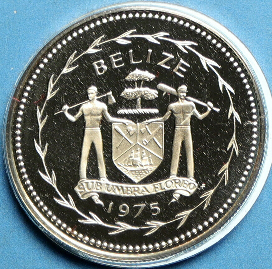 1975 BELIZE Avifauna FRIGATE BIRD Genuine OLD Proof Silver 25 Cents Coin i104111