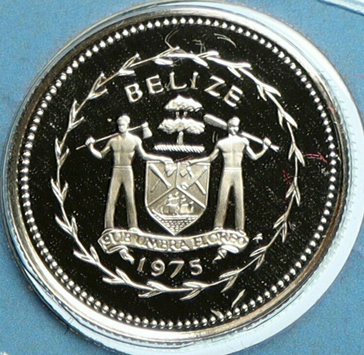 1975 BELIZE Avifauna Long-tailed HERMIT BIRD Proof Silver 10 Cents Coin i104120