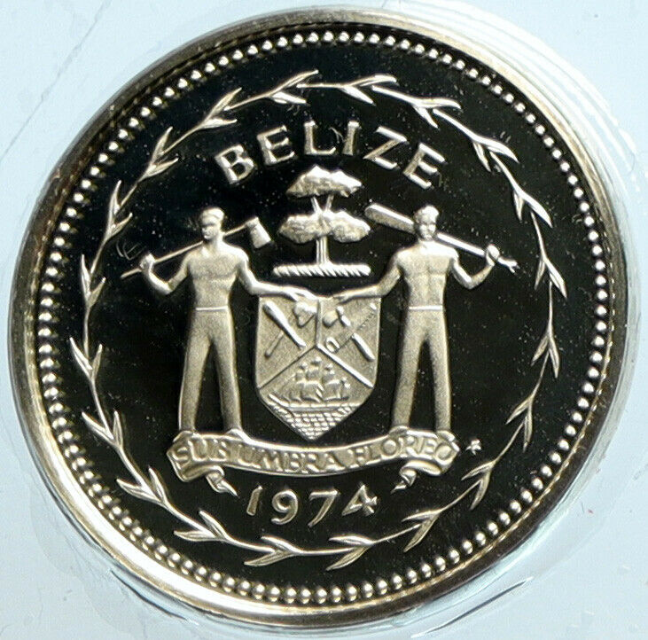 1974 BELIZE Avifauna FORK TAILED FLYCATCHER BIRD Proof Silver 5Cent Coin i104146