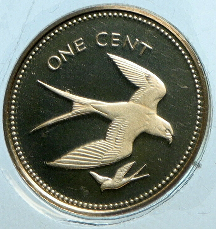 1974 BELIZE Avifauna FORK TAILED FLYCATCHER BIRDS Proof Silver Cent Coin i104147