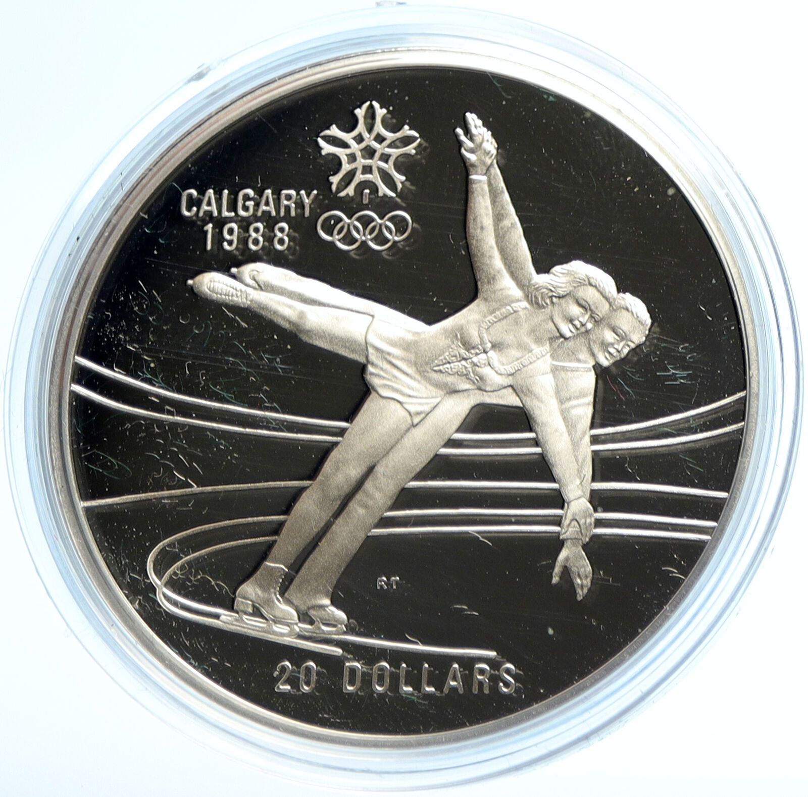 1987 CANADA 1988 CALGARY OLYMPICS Ice Skating OLD Proof Silver $20 Coin i103566