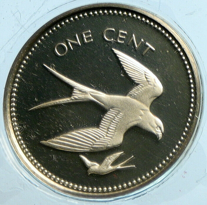 1974 BELIZE Avifauna FORK TAILED FLYCATCHER BIRDS Proof Silver Cent Coin i104138