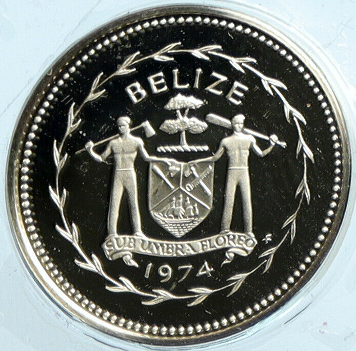 1974 BELIZE Avifauna FORK TAILED FLYCATCHER BIRDS Proof Silver Cent Coin i104138