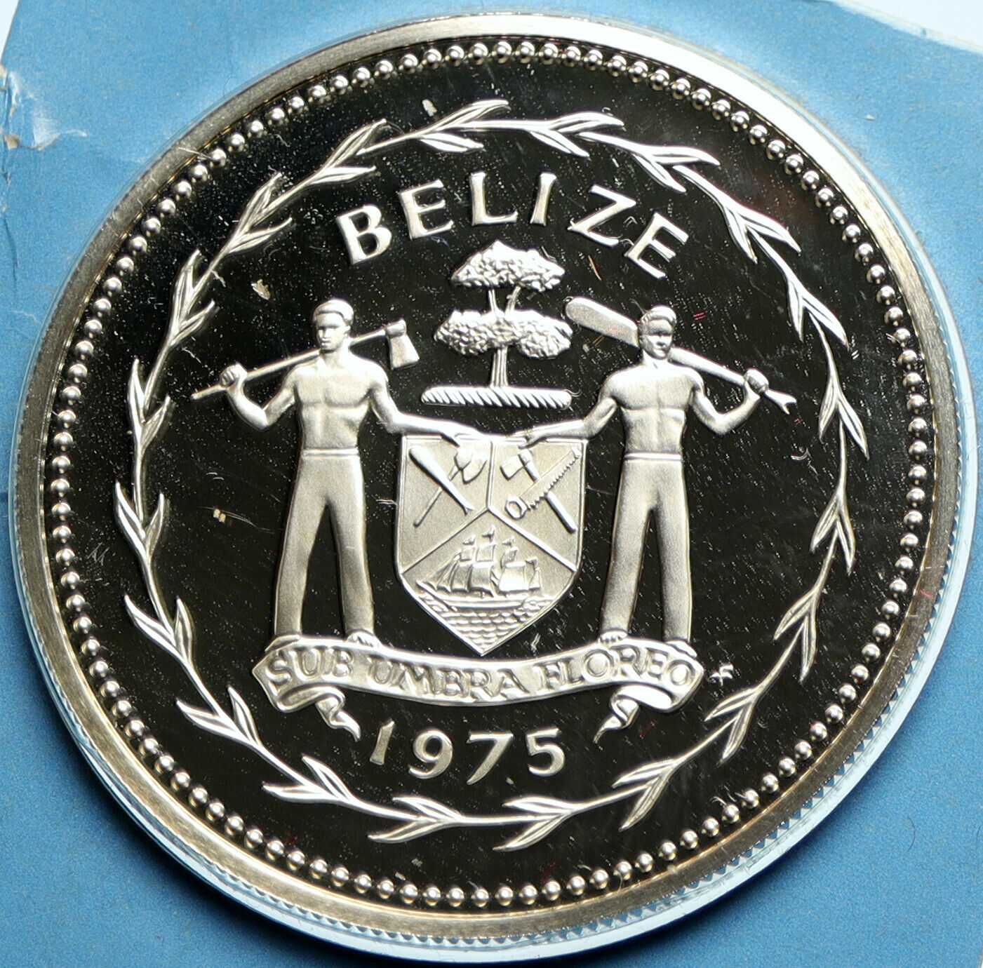 1975 BELIZE Avifauna Toucan BIRD Antique VINTAGE Proof Silver $5 Coin i104109