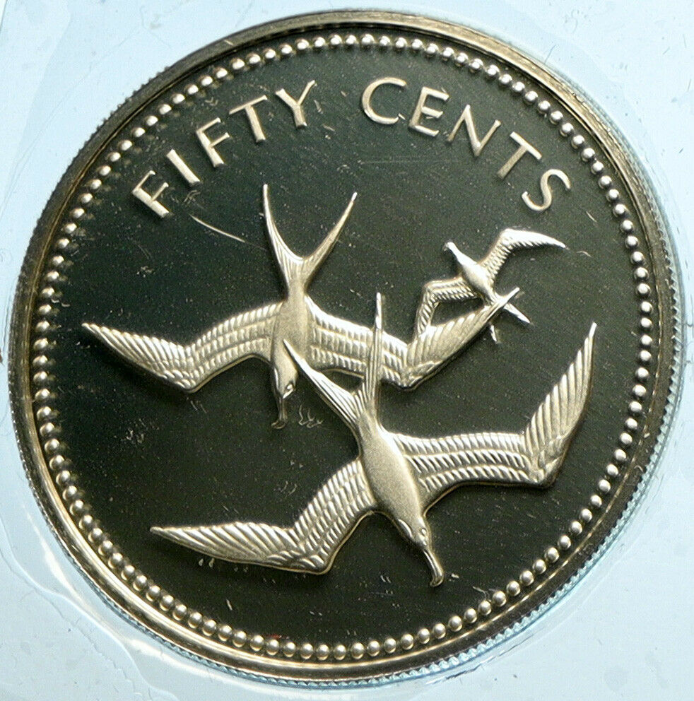 1974 BELIZE Avifauna FRIGATE BIRDS VINTAGE Proof Silver 50 Cents Coin i104142