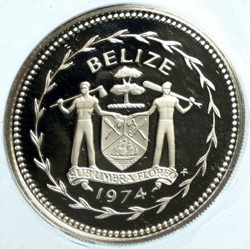 1974 BELIZE Avifauna FRIGATE BIRDS VINTAGE Proof Silver 50 Cents Coin i104142