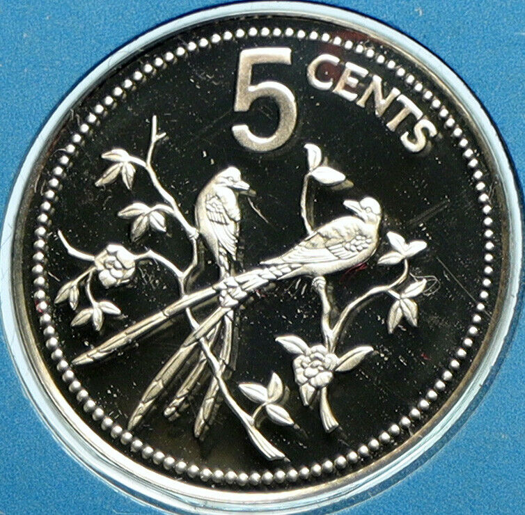 1976 BELIZE Avifauna FORK TAILED FLYCATCHER BIRD Proof Silver 5Cent Coin i104116