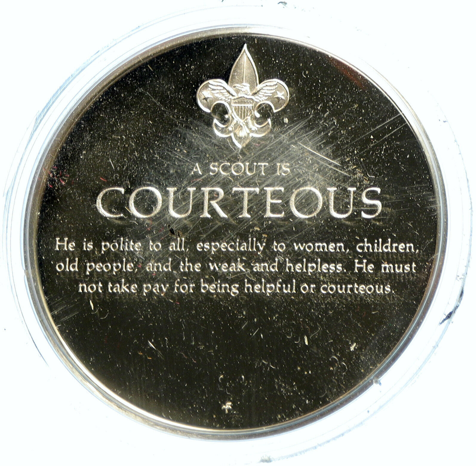 1972 UNITED STATES US Boy Scouts of America COURTEOUS Proof Silver Medal i103550